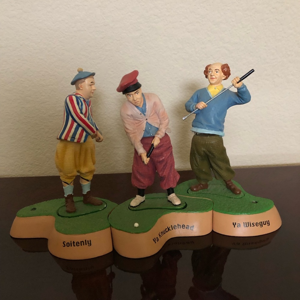 Vintage set of 3"The Three Stooges" golf themed bobbleheads Golfer Figurine Set